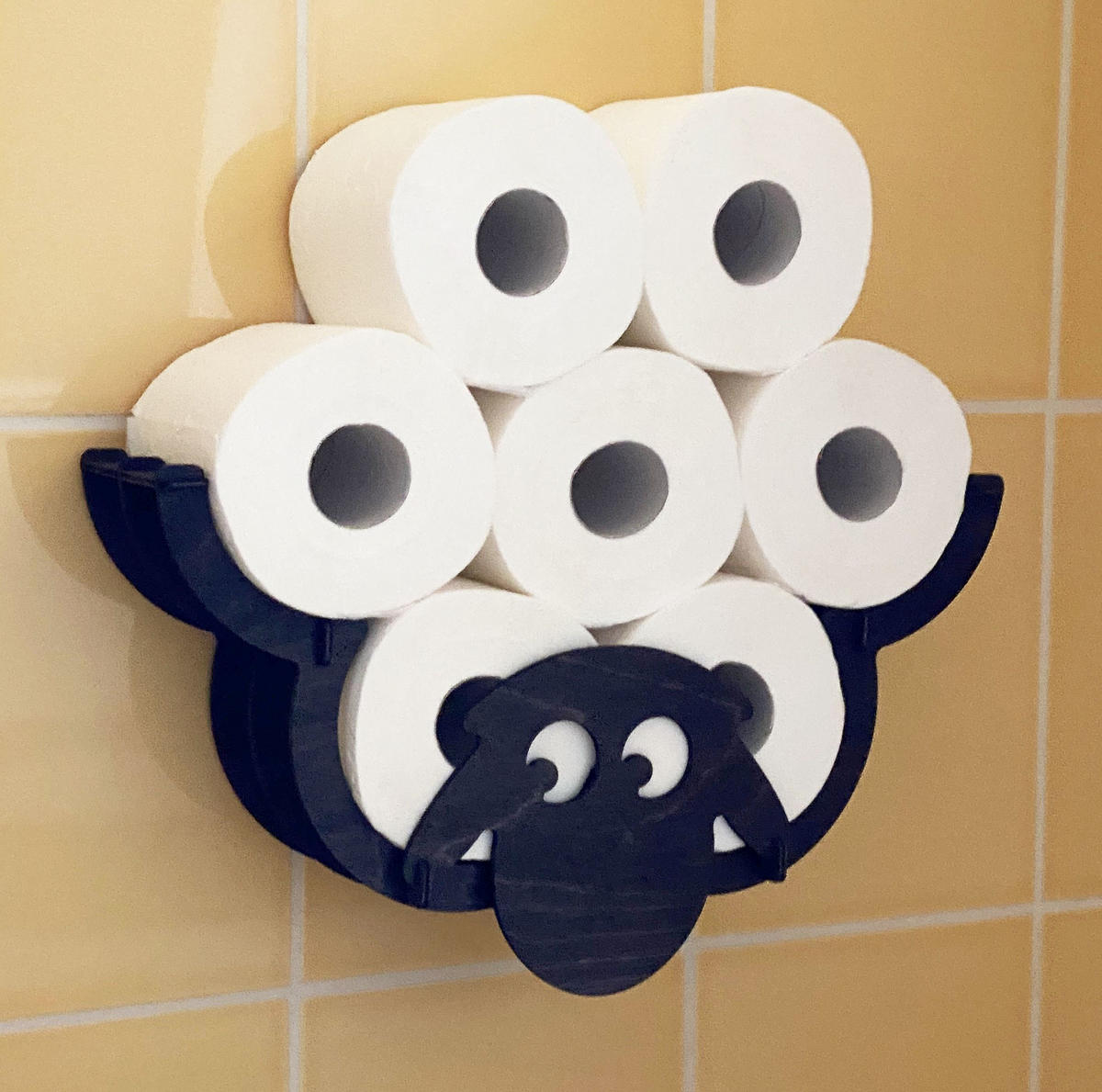TOILETTENPAPIERHALTER Schaf Wand Schwarz Holz - Schwarz, Holz (40/22/11cm) - DanDiBo