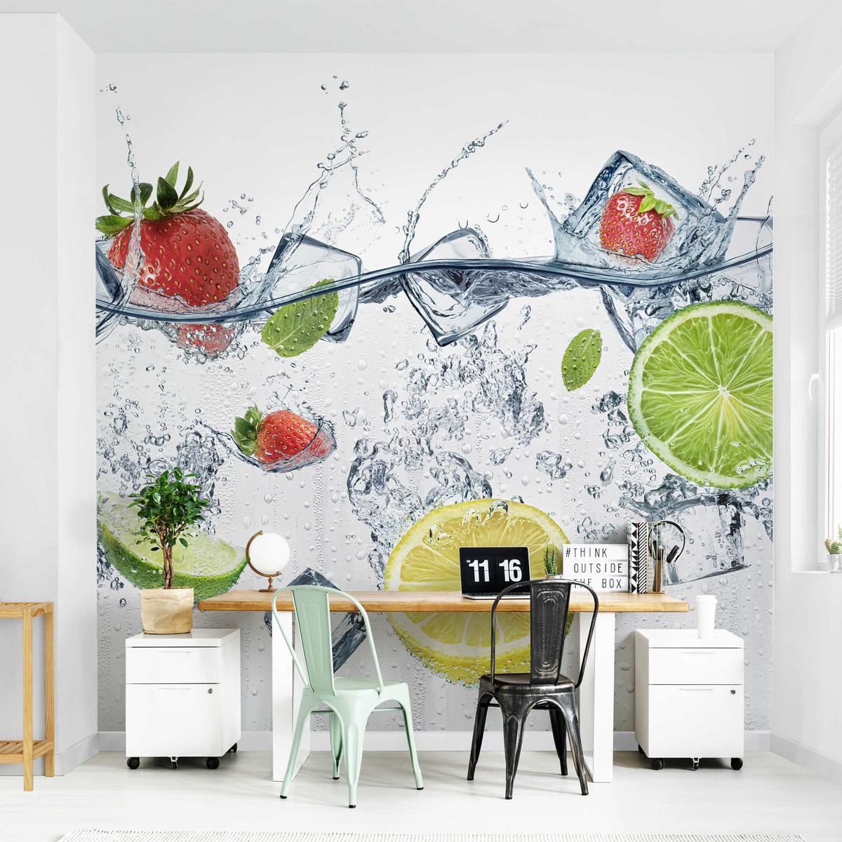 FOTOTAPETE Frucht Cocktail 192/192 cm - Weiß, Papier (192/192cm) - Bilderwelten