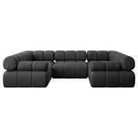 WOHNLANDSCHAFT modulares Sofa Birno-U1 - 285x190x70 cm Schwarz Velours - Schwarz, Holzwerkstoff/Textil (285/70/190cm) - ALTDECOR
