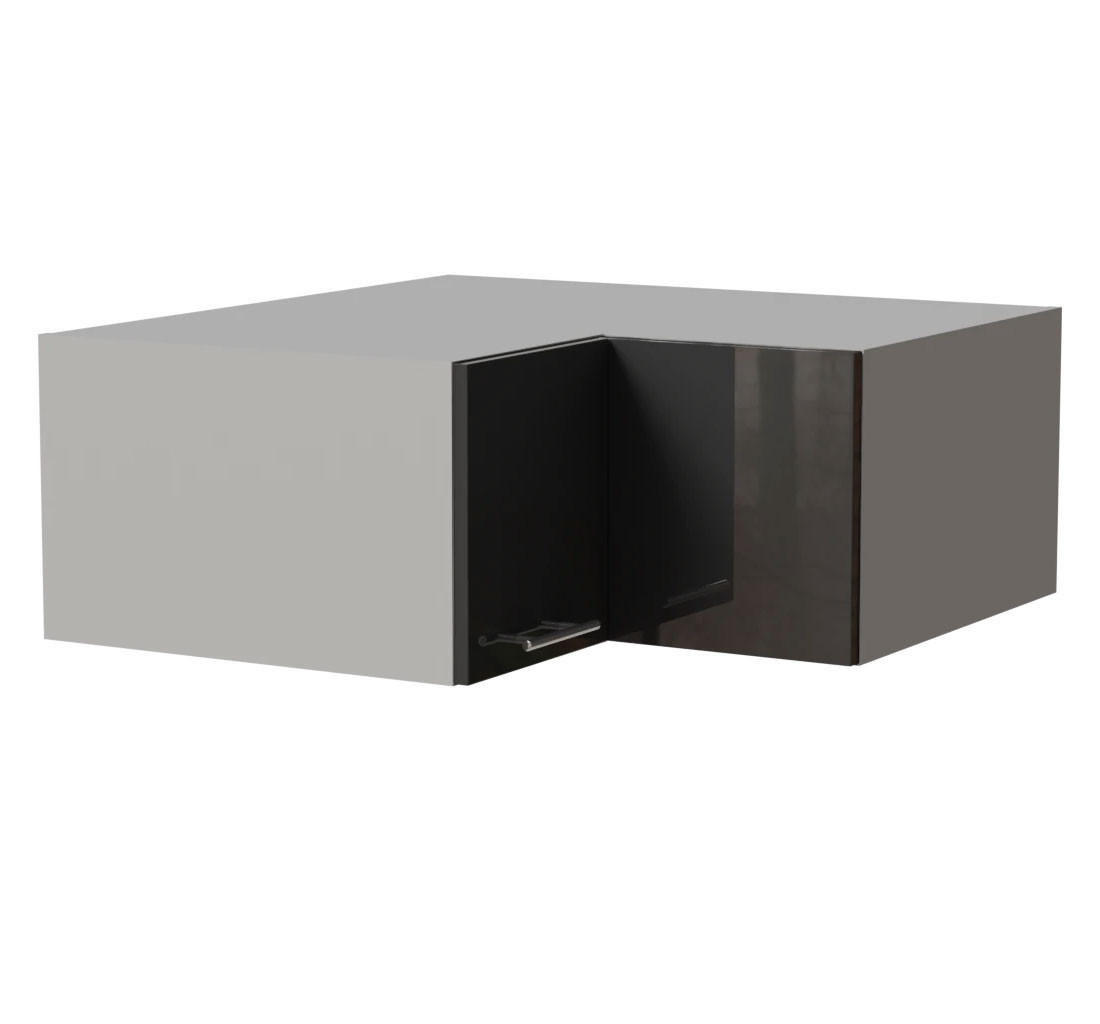 ECK-AUFSATZSCHRANK Essen W14/90/36 Graphit Hochglanz / Grau Matt 90 / 90 / 36cm - Graphitfarben/Grau, Holz/Holzwerkstoff (90/36/90cm) - Feldmann-Wohnen