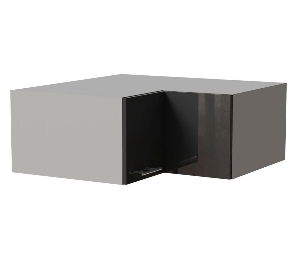 ECK-AUFSATZSCHRANK Essen W14/90/36 Graphit Hochglanz / Grau Matt 90 / 90 / 36cm - Graphitfarben/Grau, Holz/Holzwerkstoff (90/36/90cm) - Feldmann-Wohnen