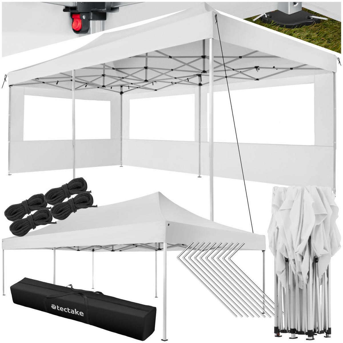 PAVILLON Viola,inklusive Spannseilen, Heringen und Tragetasche,weiß - Weiß, Kunststoff (300/280/600cm) - tectake