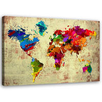 BILD Bunte Weltkarte Vintage 100x70cm - Multicolor, Textil (100/70cm) - Feeby