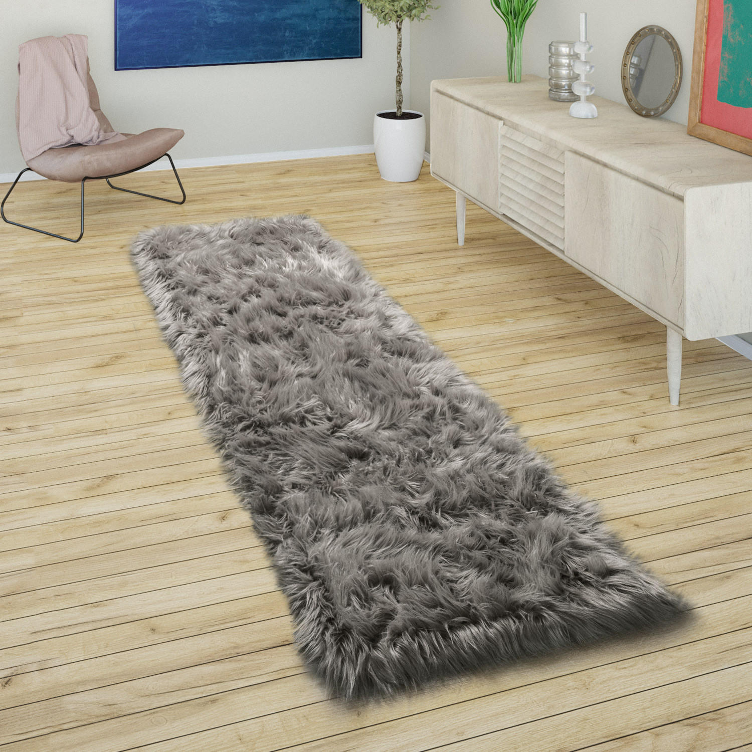HOCHFLORTEPPICH 50/150 cm Playa 960 - Anthrazit, Textil (50/150cm) - Paco Home