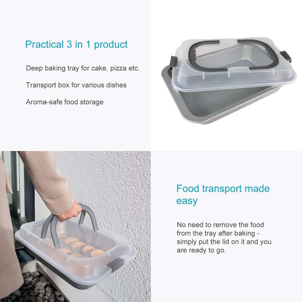 Thumbnail - Intirilife Backblech, Silber, Metall, 2-teilig, 25x9x37.1 cm, Backen, Kuchentransportboxen