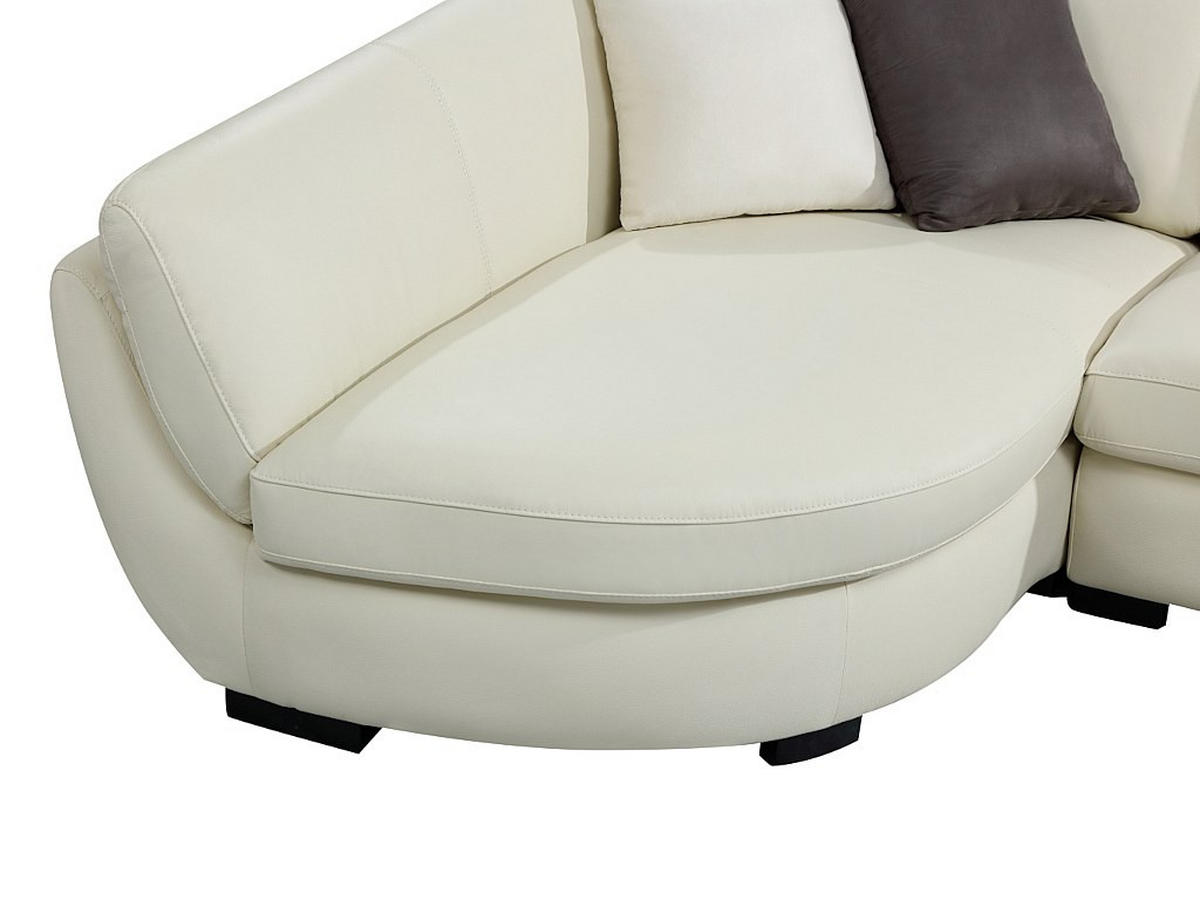SOFA - 5 Personen - leder - elfenbeinfarben Caipi - Weiß, Leder/Holz (285/85/175cm) - Vente-Unique