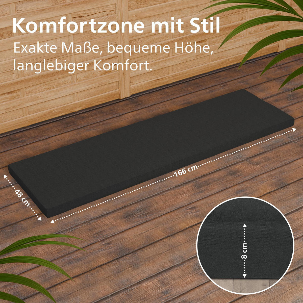 GARTENBANK 180/61 cm Holz Dunkelgrau - Dunkelgrau, Holz (180/93/61cm) - CLP