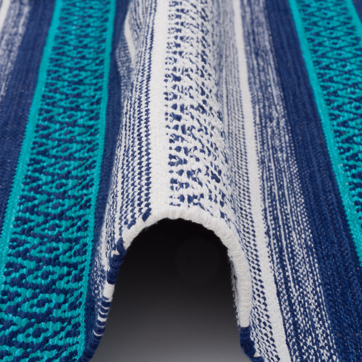 KELIM BAUMWOLLE NATUR TEPPICH GRACE - Blau, Textil (120/180cm) - Pergamon