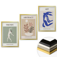 WANDBILDER 3er Set - 40x60 cm Goldrahmen - Matisses stilvolle Pflanzenfiguren - Goldfarben, Kunststoff (40/60cm) - ArtPrintCave