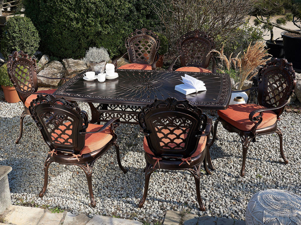 GARTENSTUHL 2er-Set Aluminium dunkelbraun Lizzano - Dunkelbraun, Metall (69/97/58cm) - Beliani