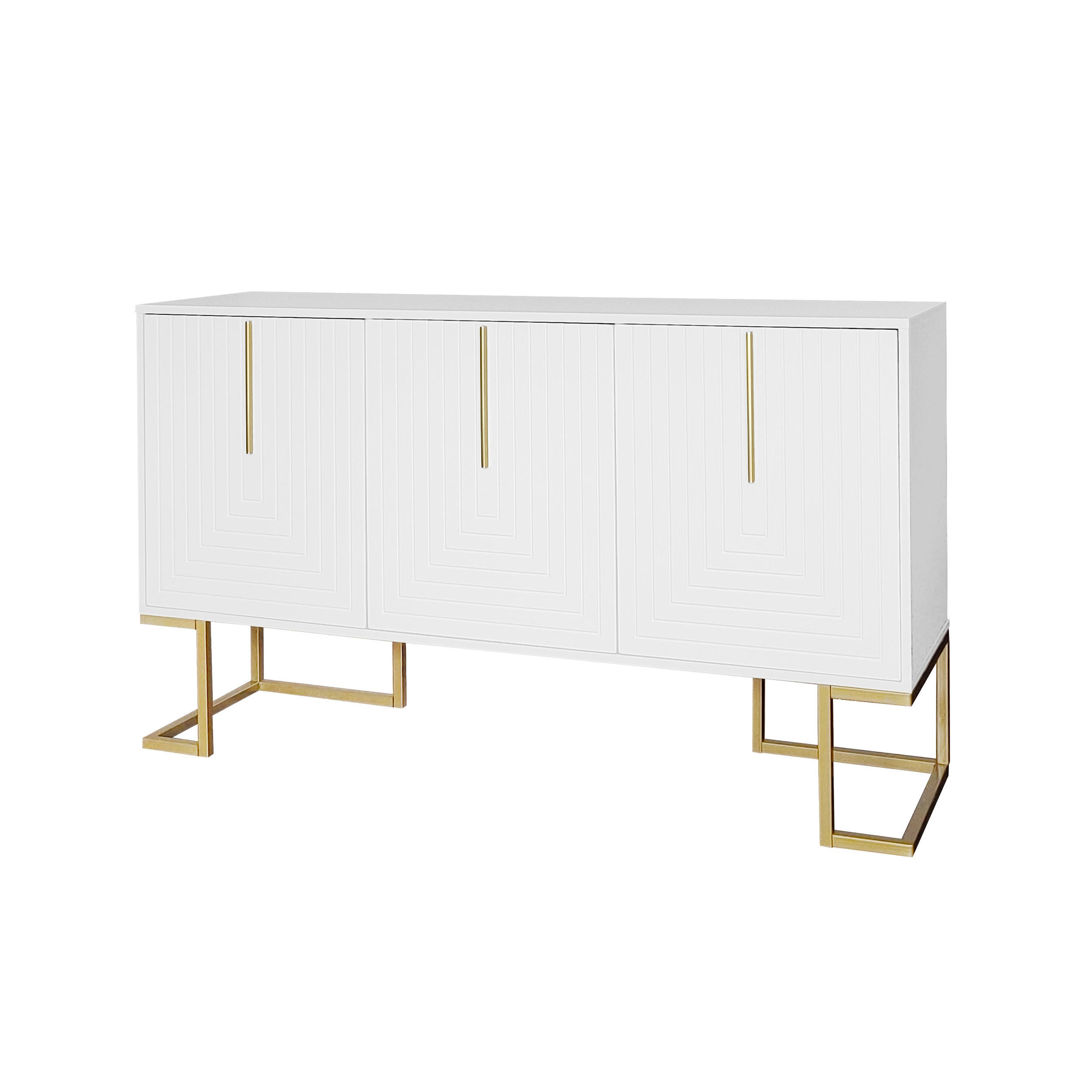 SIDEBOARD mit 3 Türen, Regalen und Metallgriffen, Weiß - Weiß, Holzwerkstoff (138/80.5/40cm)