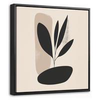 LEINWAND Bilder mit Rahmen - Pflanze - Beige - Japanisch - 20x20 - Schwarz, Textil (20/20cm) - MuchoWow