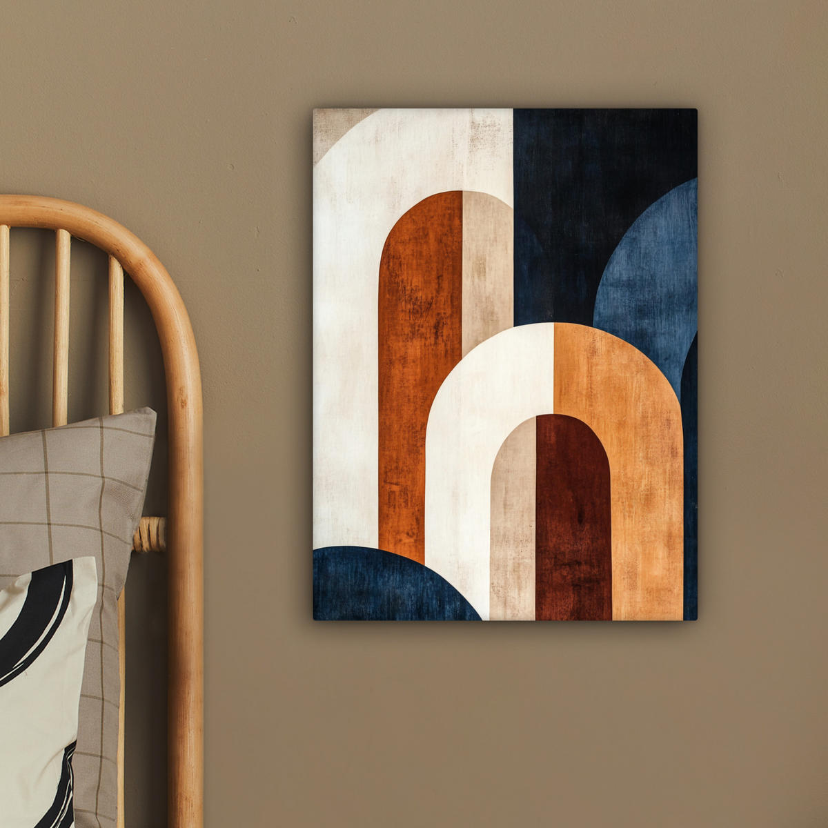 LEINWANDBILD Abstrakt - Formen - Dunkelblau 30x40 cm - Cognac, Textil (30/40cm) - MuchoWow