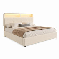 POLSTERBETT mit Stauraum 180x200 cm Samt Beige mit LED & USB - Beige, Metall (180/200cm) - Meubliv