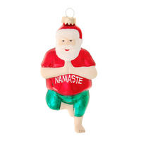 CHRISTBAUMSCHMUCK Yoga-Santa Rot 12cm (Glas / 1 Stk.) - Rot, Glas (6/12/4cm) - Krebs Glas Lauscha