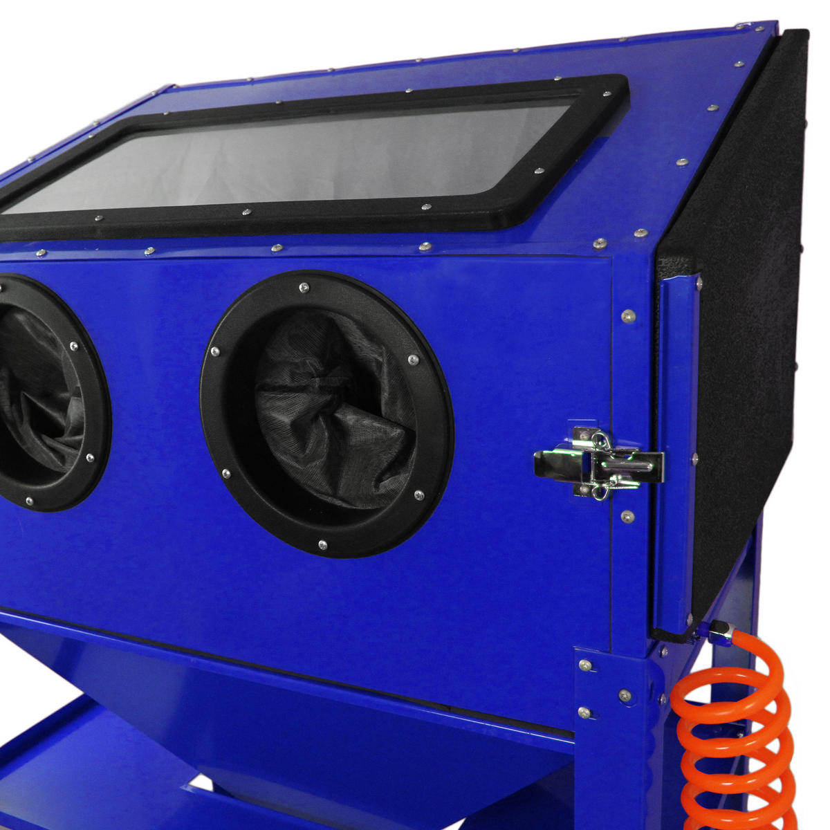 SANDSTRAHLKABINE 220L - Blau, Metall (24/63/91cm) - MaxBlast