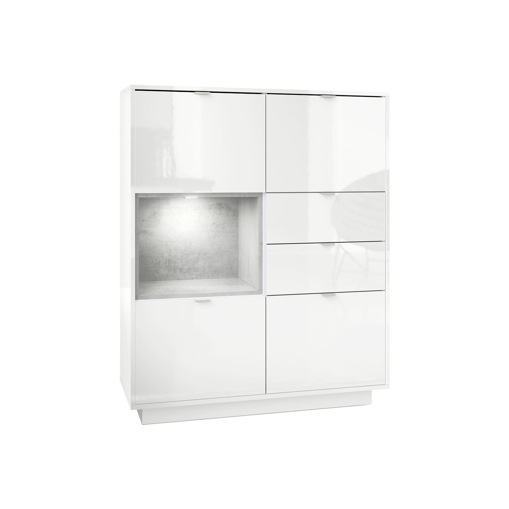 HIGHBOARD Metro Einsatz in Beton Oxid Optik - Hellgrau, Holzwerkstoff (103/123/38cm) - Vladon
