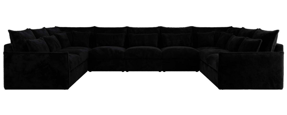 WOHNLANDSCHAFT VERSO U 9M Schwarz Plüsch - Schwarz, Kunststoff/Textil (442/93/270cm) - MKS