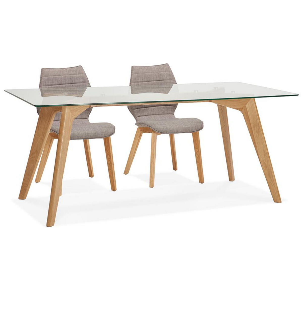 ESSTISCH – Glas Eiche 180x90 cm Transparent Modern - Transparent/Beige, Glas/Eichenholz (90/180/75cm) - KADIMA DESIGN