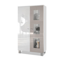 VITRINE Denjo Tür in Sandgrau Hochglanz - Sandfarben, Holzwerkstoff (71/129/35cm) - Vladon