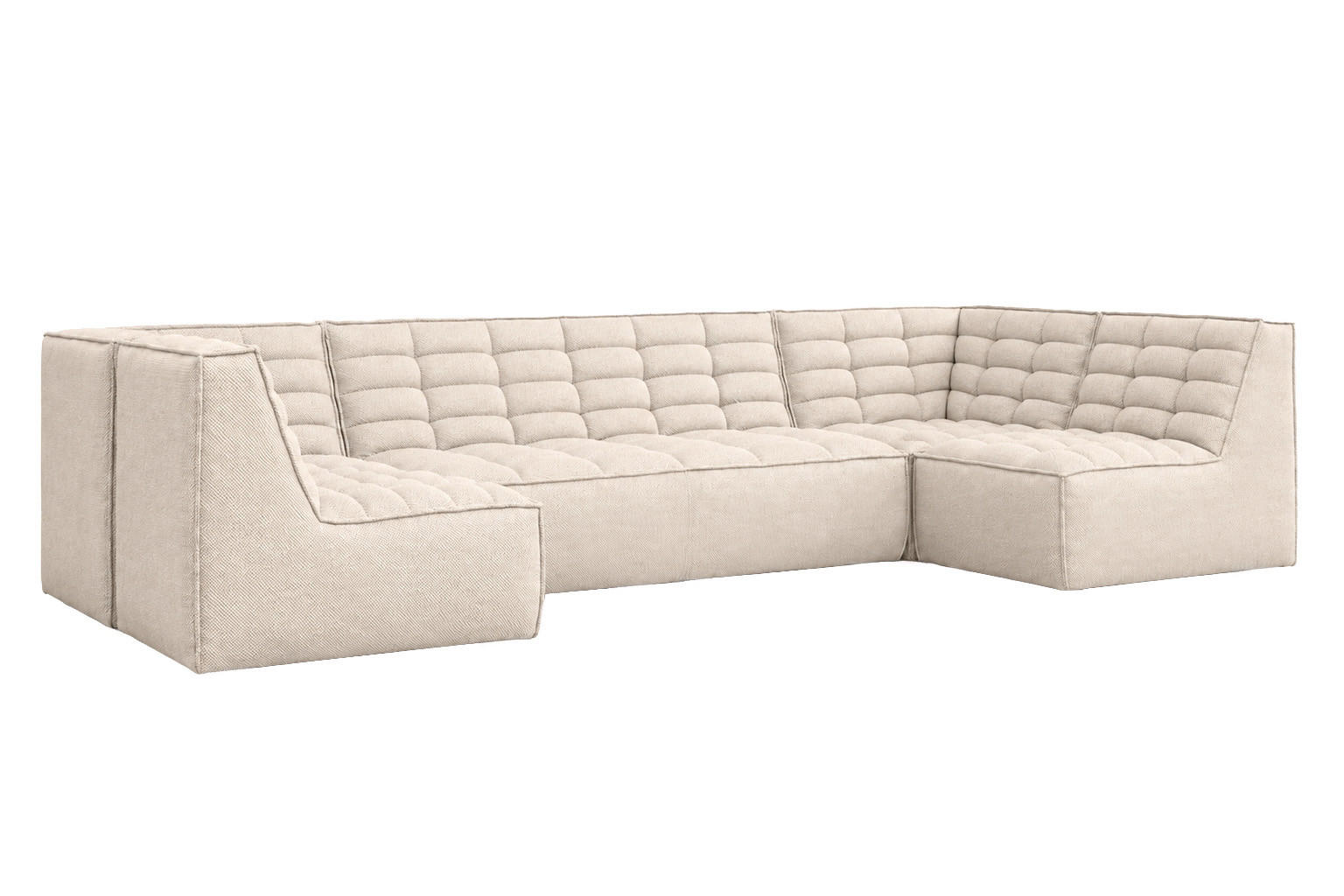 ECKSOFA Modulares U-Form, Plüschstoff Pop, Creme, LAZY U - Creme, Holz (346/173cm) - Kaiser Möbel