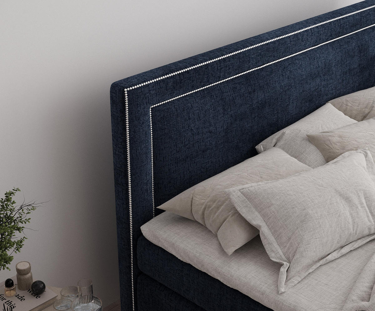 BOXSPRINGBETT Luxora Marineblau 140/200 cm - Schwarz/Dunkelblau, Holz/Holzwerkstoff (140/200cm) - Maison de Reve