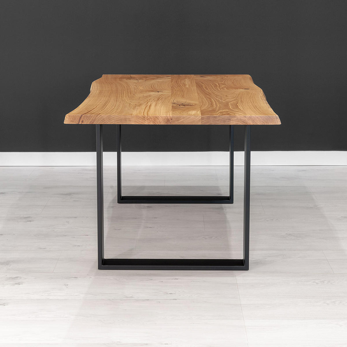 ESSTISCH Acad aus massivem Eichenholz 180x100 cm - Eichefarben/Schwarz, Holz/Metall (180/100/75cm) - Danzz