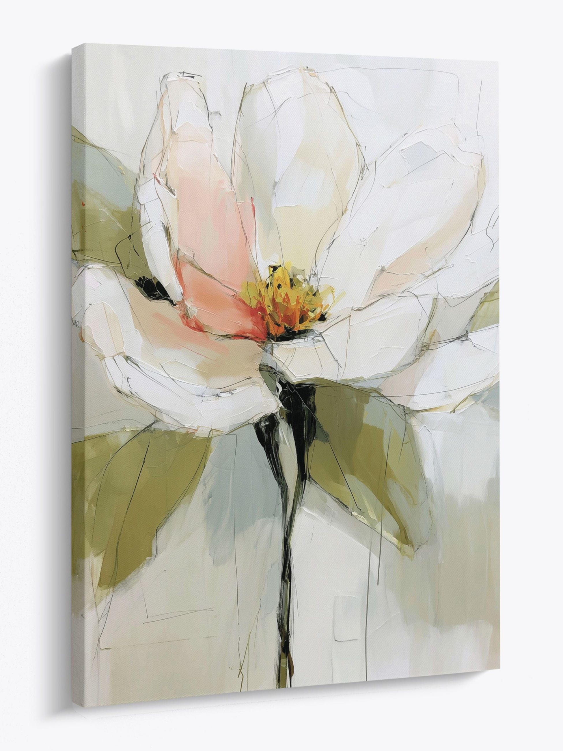 LEINWANDBILD 50x70 cm Blumen salbei-grün Bild Wohnzimmer - Beige, Textil (50/70cm) - artissimo