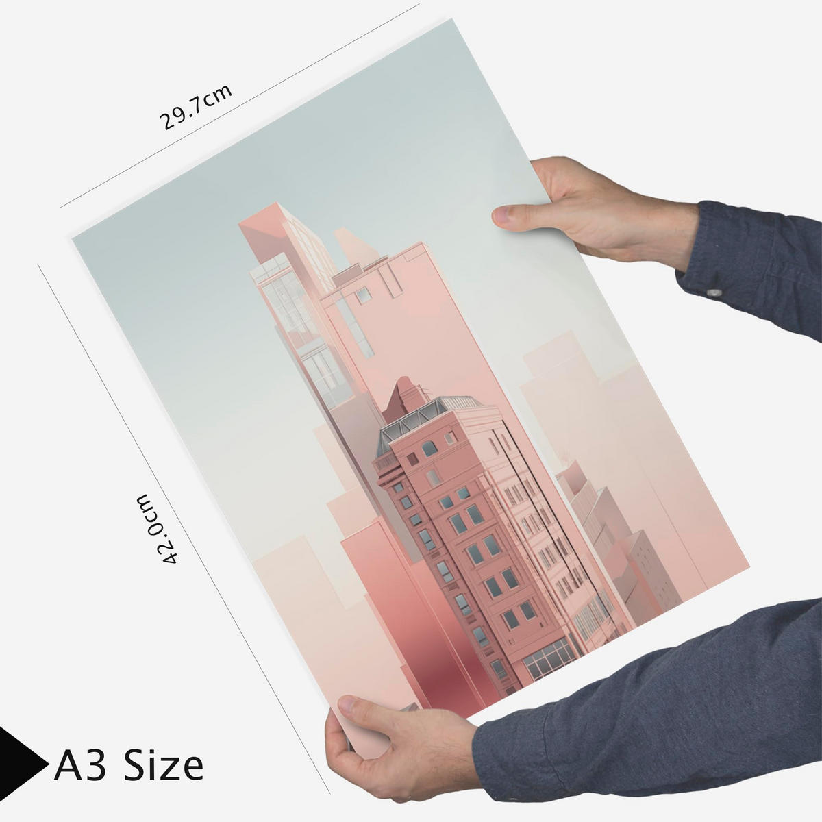POSTER Set Mit 6 Rosa Building Architektur Landet A3 & A4 Rahmenlos - Klar, Papier (29/3cm) - Nacnic