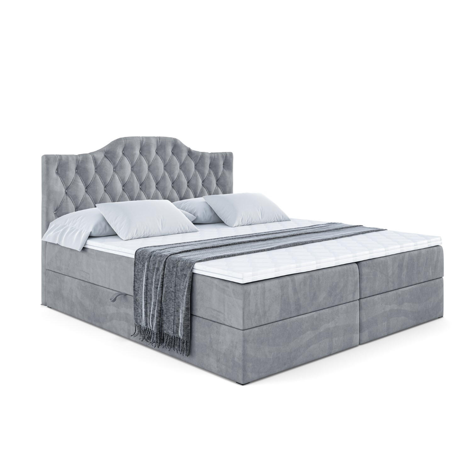 ALTDECOR AMERICKÁ postel s matrací H3 a roštem – VILA-1 – 180 × 200 cm, šedá