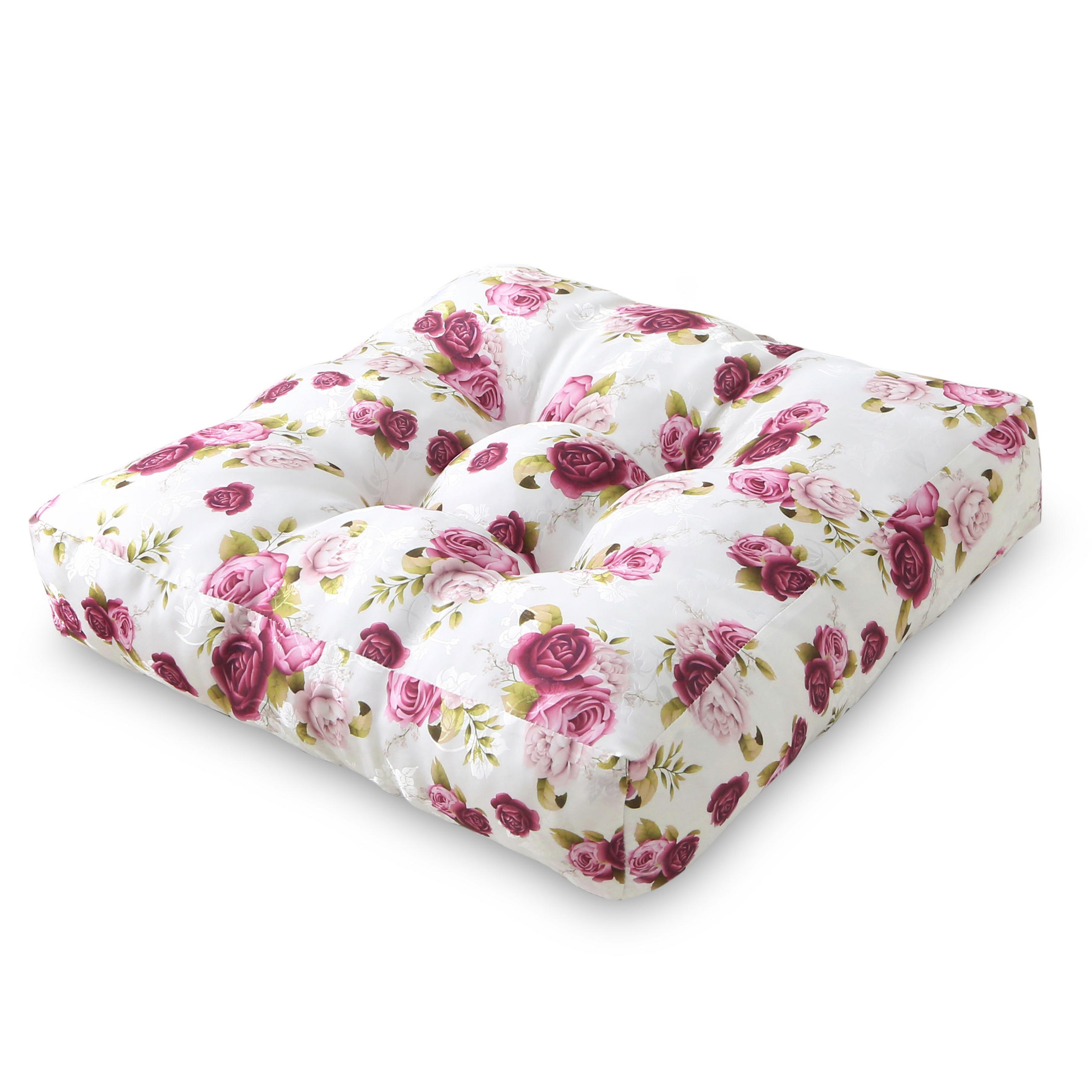 SITZKISSEN Rosen 40/40 cm Ausführung Bodenkissen extra dick - Pink/Braun, Textil (40/40/8cm) - wometo