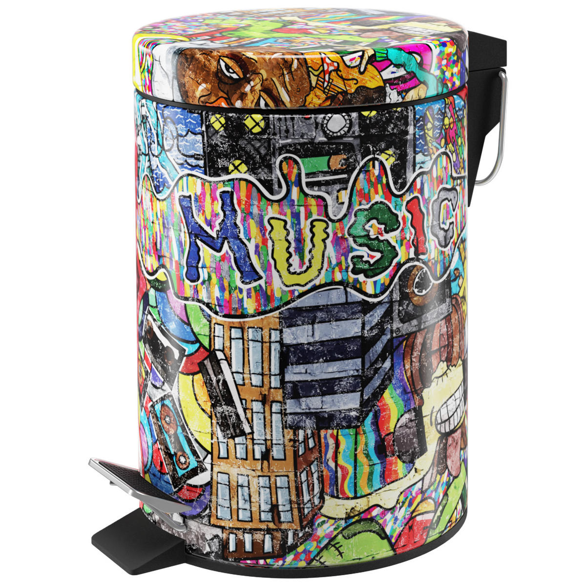 KOSMETIKEIMER Graffiti - Gelb/Rot, Kunststoff/Metall (17/25/25cm) - Sanilo