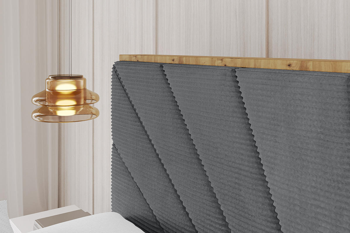 POLSTERBETT mit Bettkasten, Fußteil und Lattenrost, Boxbett mit Matratze H3/H4 - ENZO6-Z 160x200 Dunkelgrau - Anthrazit, Holzwerkstoff/Textil (160/200cm) - ALTDECOR