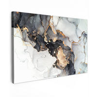 LEINWANDBILD Marmor - Schwarz - Weiß - Gold - Luxus - Abstrakt Wohnzimmer Groß 120x80 cm - Goldfarben, Textil (120/80cm) - MuchoWow