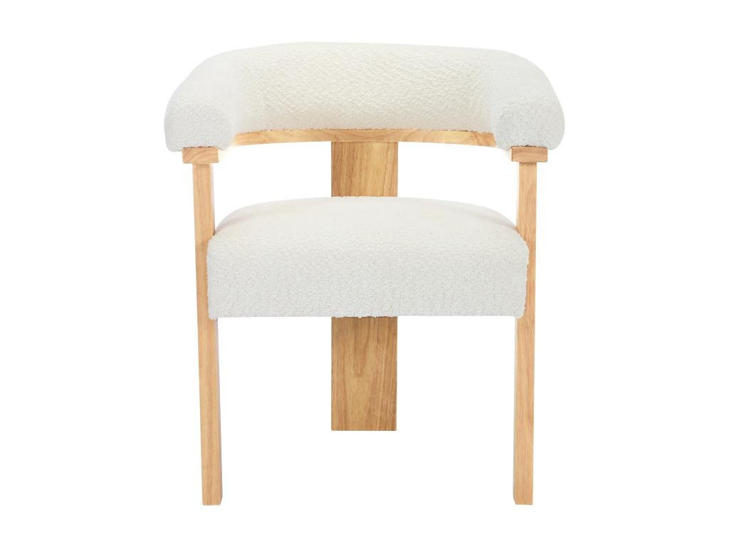 STUHL mit Armlehnen - Bouclé-Stoff & Kautschukholz - Weiß & Holzfarben - LIVELIA - Naturfarben, Textil (60/78/64cm) - Pascal Morabito