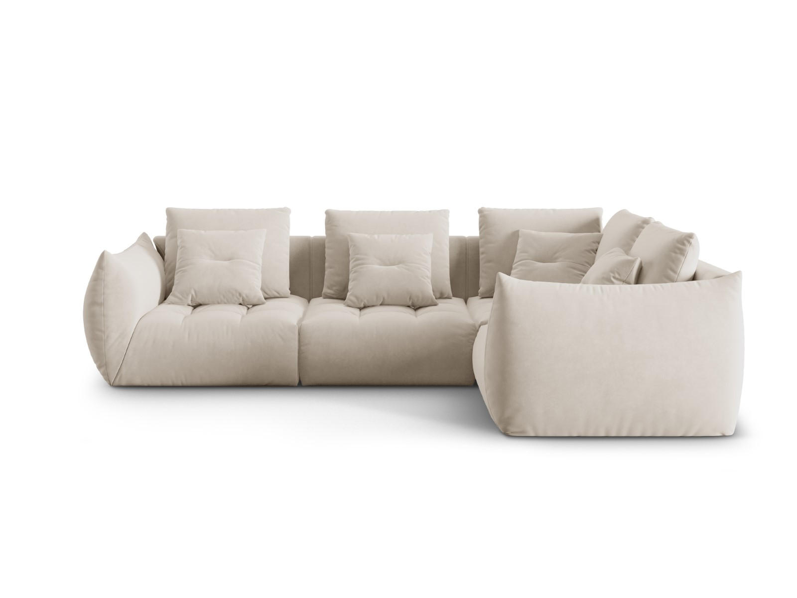 ECKSOFA modular rechts Bloom aus Samt ecru 3 Sitzplätze - Ecru, Textil (216/316cm) - Micadoni