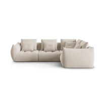 ECKSOFA modular rechts Bloom aus Samt ecru 3 Sitzplätze - Ecru, Textil (216/316cm) - Micadoni