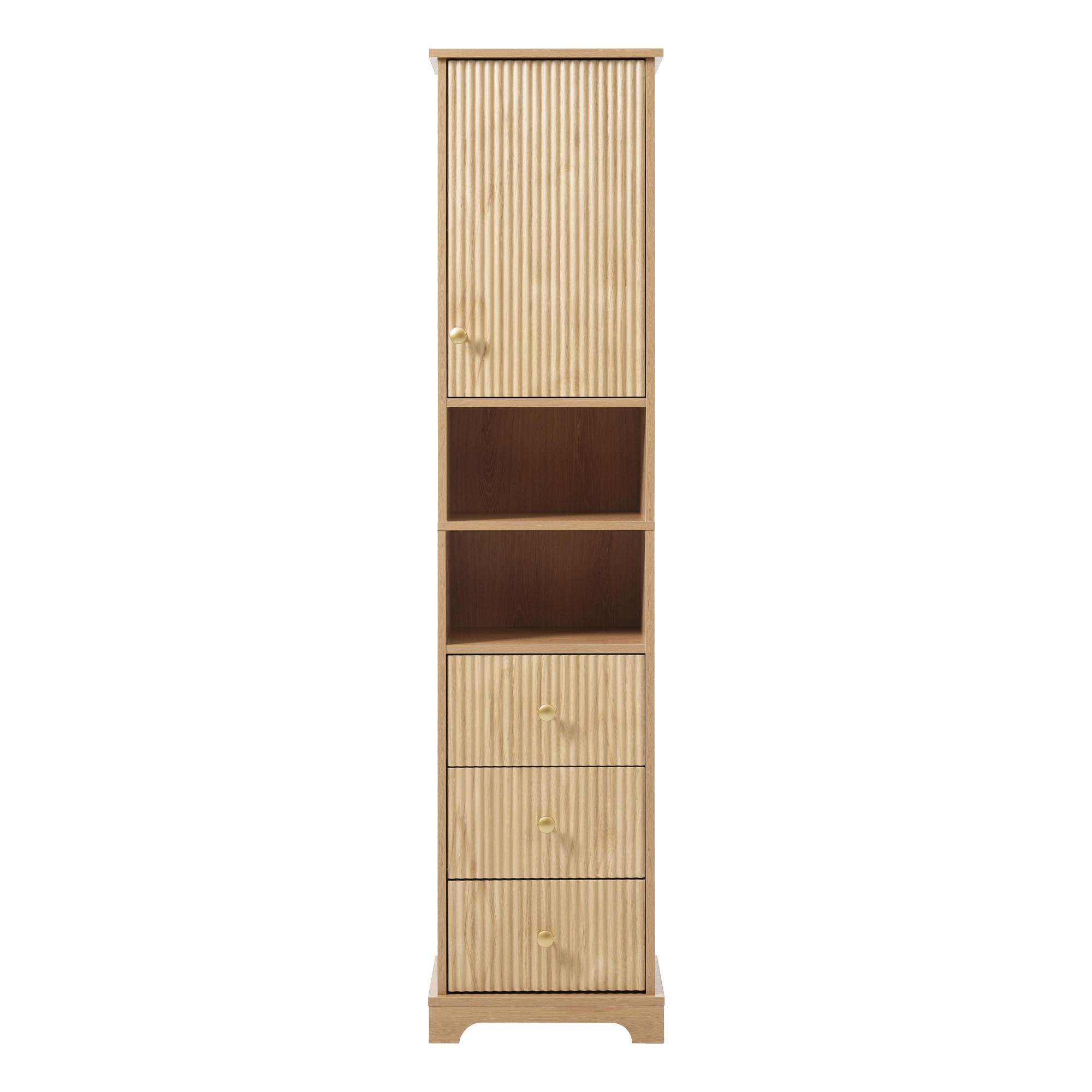 HOCHSCHRANK 40/30/172 cm Natürlich mit 2 Schubladen und 3 Schublade - Goldfarben/Naturfarben, Holz/Holzwerkstoff (30/172/40cm) - Oxeza