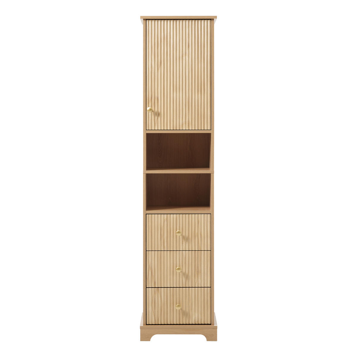 WASCHBECKENUNTERSCHRANK Badezimmer Unterschrank MDF Holzoptik 3 Schubladen Soft-Close melaminbeschichtet - Naturfarben, Holzwerkstoff (40/172/30cm) - EVRYAE