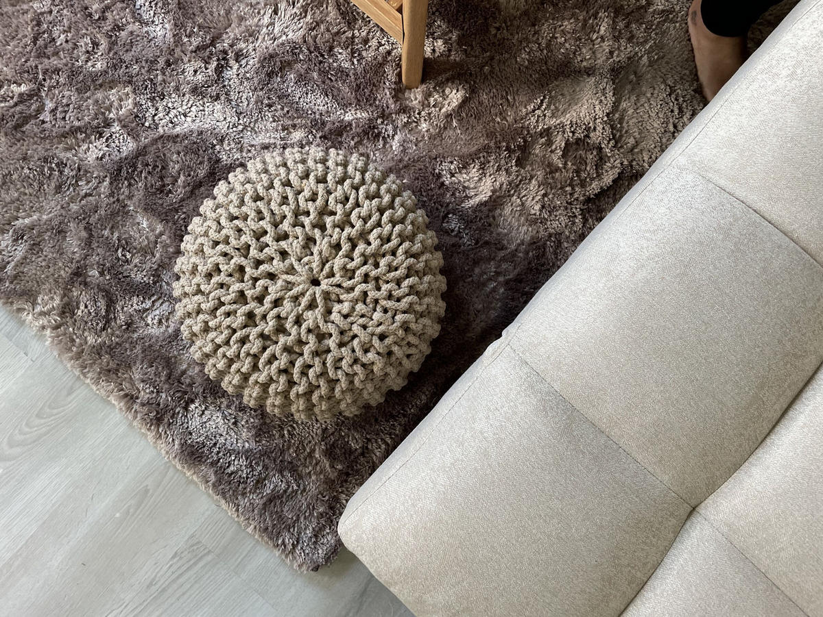 POUF Conrad 40/40/25 cm - Beige, Naturmaterialen/Textil (40/25/40cm) - Beliani