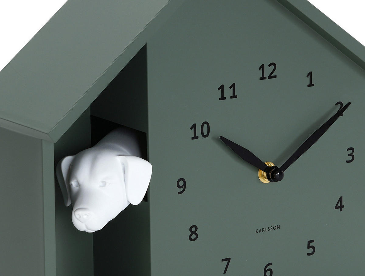 WANDUHR Peeking Doggy Grün 24.9/24.9/27 cm - Grün, Kunststoff (24.9/27/24.9cm) - Karlsson