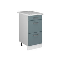 KÜCHENUNTERSCHRANK R-Line Blau-Grau 40 cm mit Schubladen, AP Marmor - Blaugrau/Weiß, Holzwerkstoff (40/81.6/60cm) - Vicco