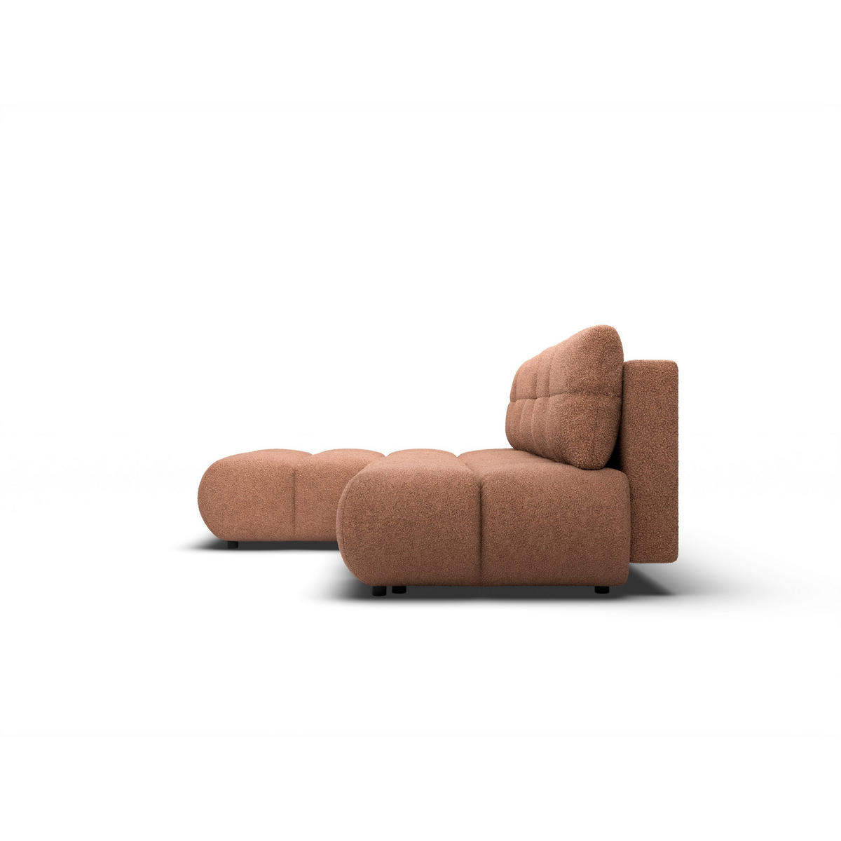 ECKSOFA CORSO L-S Orange Boucle-Stoff mit Schlaffunktion - Orange, Holz (230/177cm) - MASSENO