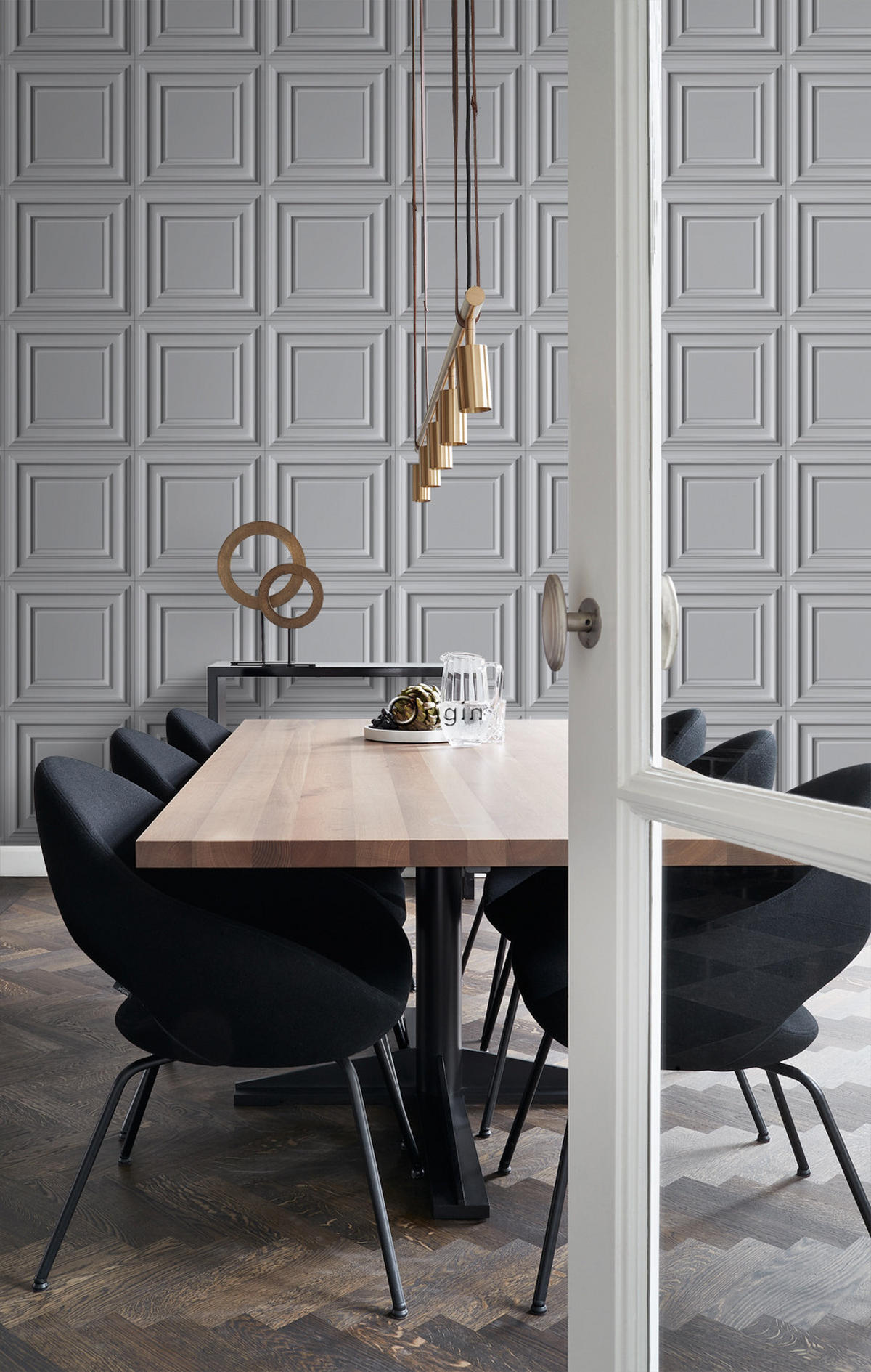TAPETE Holzwandverkleidung 53 cm x 10.05 m - Grau, Papier (53/1000cm) - Origin Wallcoverings