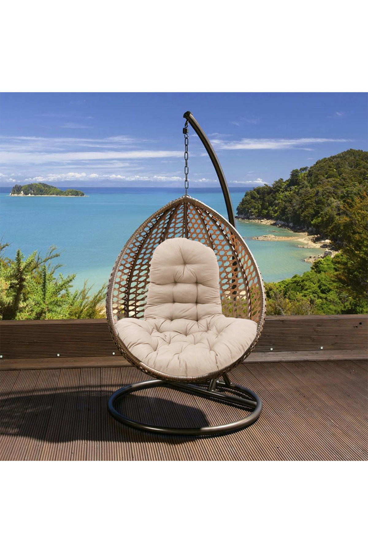 HÄNGESESSEL-KISSEN aus Polyester Baumwolle mit dicker Polsterung - Beige, Textil (55/95cm) - Livingandhome
