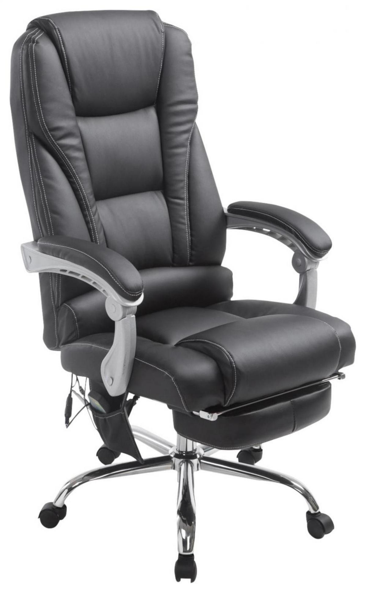 CHEFSESSEL Lederlook schwarz - Chromfarben/Schwarz, Textil/Metall (68/118/64cm) - CLP