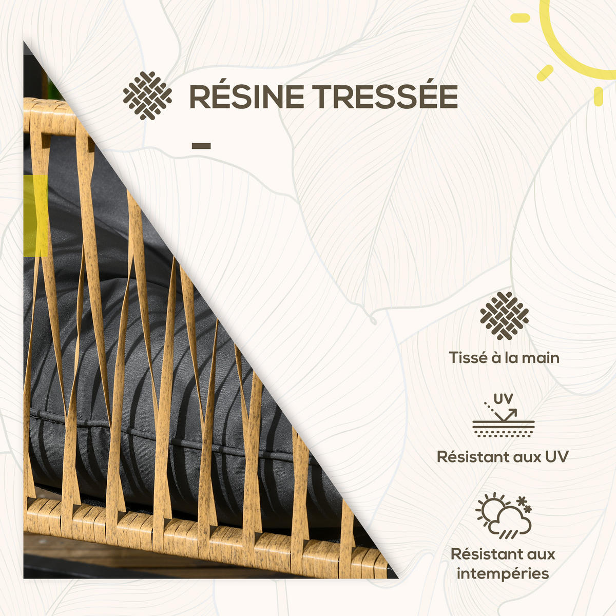 GARTENSET DE-13591 4-teilig mit Glastisch, 3 Kissen Grau - Grau, Metall - ComfortXL