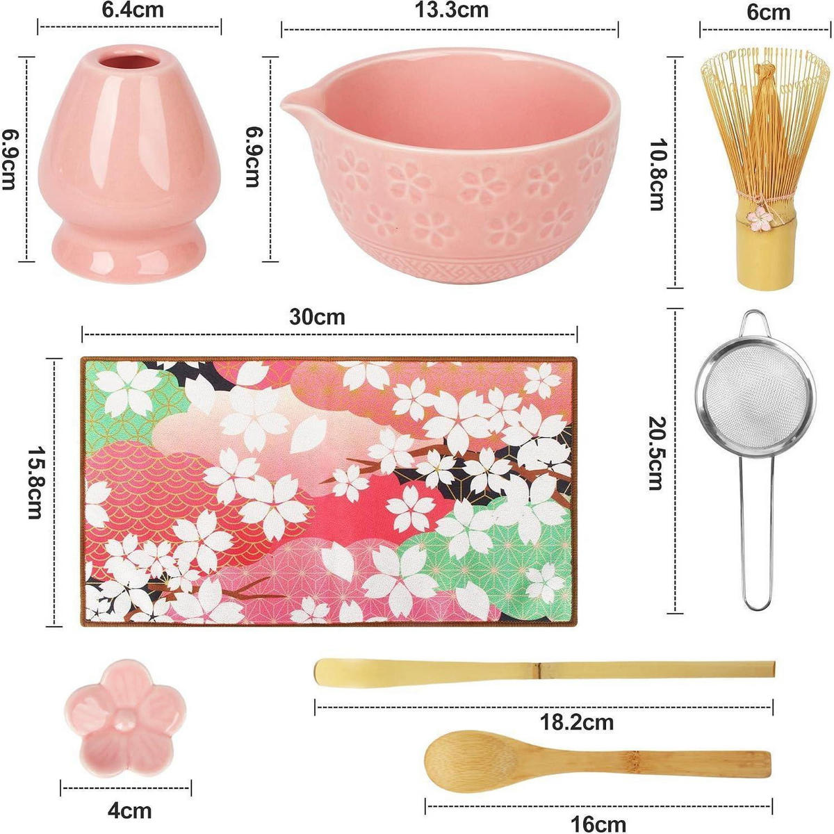 MATCHA Set 8-teilig Rosa Keramik Bambus - Rosa, Keramik (20.5/10.8/30cm)