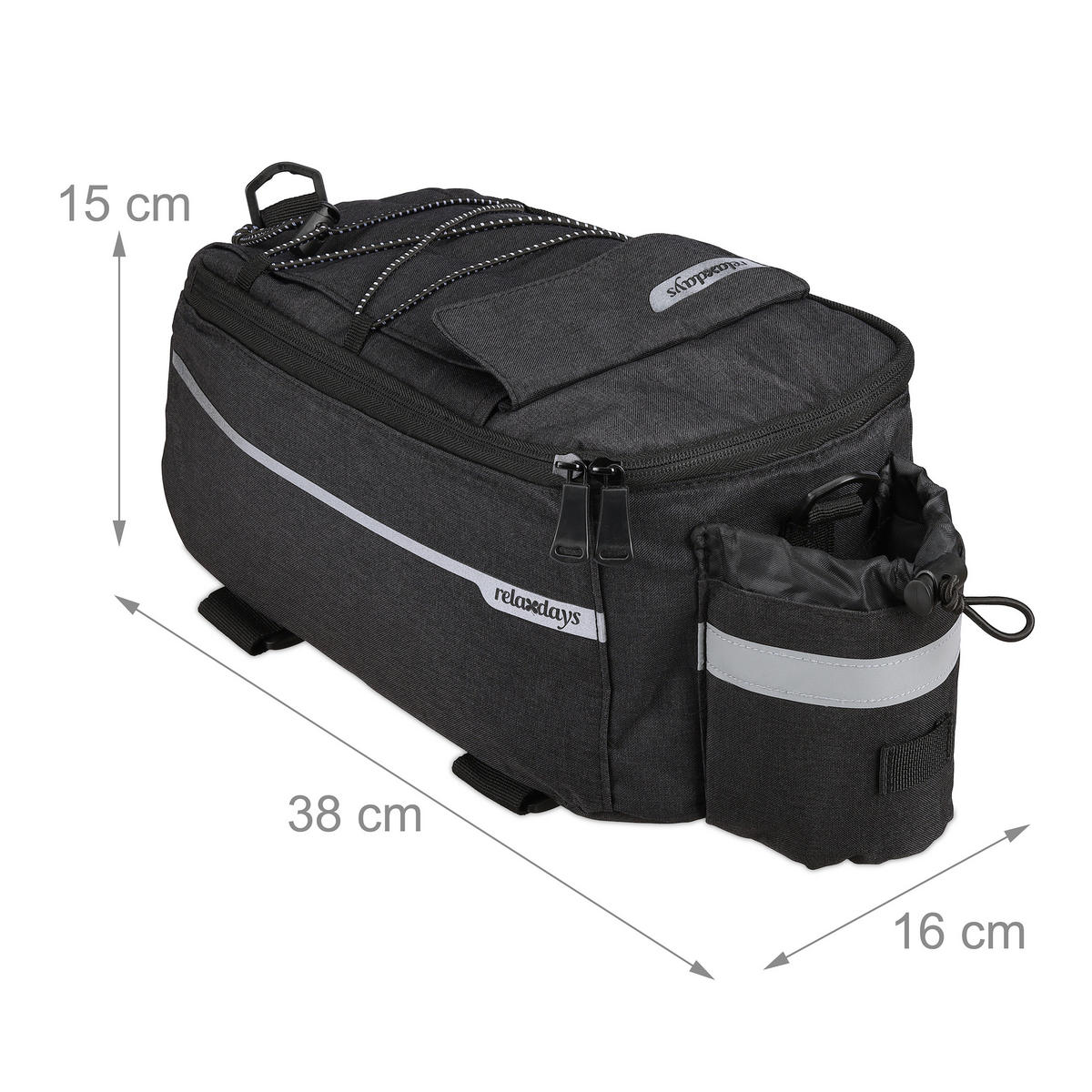 GEPÄCKTRÄGERTASCHE - Schwarz, Textil/Metall (16/15/38cm) - Relaxdays