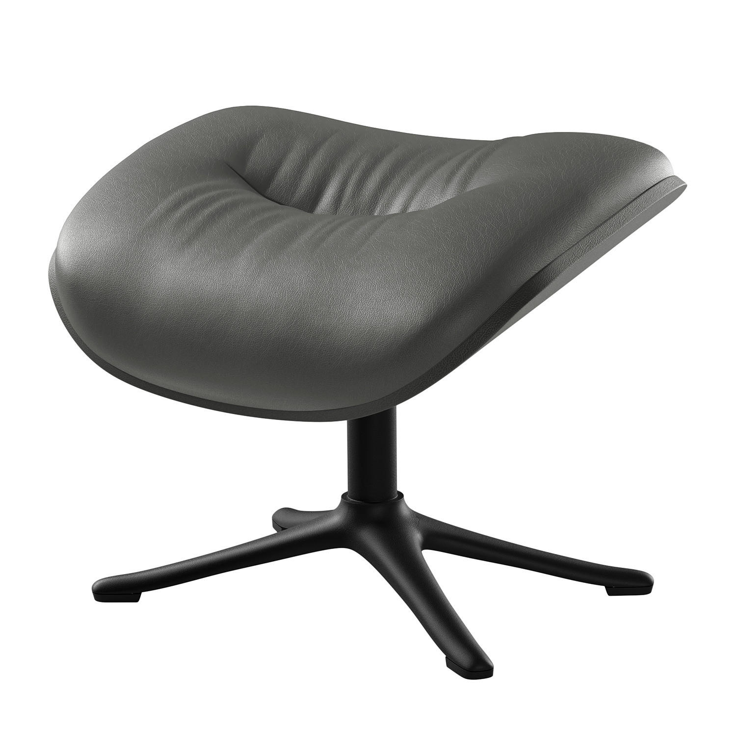 POLSTERHOCKER - Schwarz/Grau, Leder/Metall (44/39/42cm) - home24